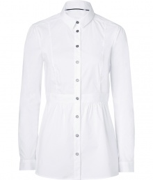 With its versatile styling and feminine flared waist, Burberry Londons fitted cotton shirt is a contemporary way to wear this must-have style - Small collar, long sleeves, buttoned cuffs, button-down front - Fitted top, flared from the waist - Perfect for wearing with bright skinny jeans with flats