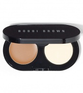 Conceal and set in one portable kit. This Creamy Concealer (0.05 oz.) blends easily to instantly cover and brighten dark circles. It also helps maintain skin's moisture levels for a smooth, virtually line-less look. Fuss-free Pressed Powder (0.06 oz.) sets concealer for long-lasting wear. 