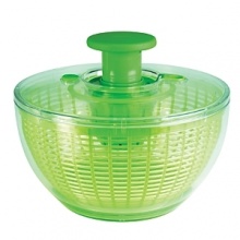 Fast, simple salads! Simply load clean/wet greens and press the soft, non-slip knob to spin. Easy, one-handed operation. Built-in brake stops the Salad Spinner for unloading.