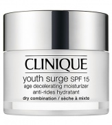 Decelerating Moisturizer for Dry Combination Skin. Leveraging Sirtuin technology, Clinique science uses youth-extending agents to create a daily moisturizer quite like a fountain of youth. Lines and wrinkles seem to evaporate, replaced by plump, vibrant skin alive with collagen and elastin. Skin gains strength over environmental agers. Looks younger, longer. 1.7 oz. 