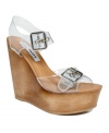 The choice is clear. With see-through straps and a chunky wedge heel, the Wizard sandals by Steve Madden are pure magic.