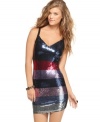 Rock the party in this sequined Say What? mini dress. It's time to crank up the music and sparkle on the dance floor!