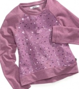 Classic sporty just got a little girly. She'll shine bright in this sequined sweatshirt from DKNY.