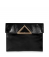 With a retro-inspired design and a rock n roll-inspired edge, this leather Valentino tote makes a stylish statement - Rectangular with triangular gold-tone handle, slim shape, small internal pockets - Pair with a figure-hugging leopard sheath and statement heels