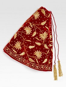 EXCLUSIVELY AT SAKS.COM. A handcrafted velvet tree skirt combining Christmas tradition with artisanal detail, from renowned designer Sudha Pennathur. Thread and pearl-bead embroidery50 diam.VelvetDry cleanImported