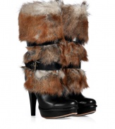 Inject an edge of glamour into your outfit with UGG Australias dramatic shearling and leather Foxley boots - Round toe, inside zip, tipped shearling shaft with wrapped-effect belted strap, covered leather platform and heel, sheepskin insole - Hits below the knee - Wear with everything from oversized pullovers and leggings to opaque tights and flirty knit dresses