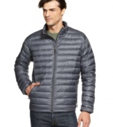 Stop the cold in its tracks with the ultimate down-filled protection of this quilted Weatherproof jacket.