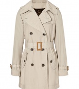 D&G Dolce & Gabbana modernizes the classic trench with a feminine silhouette and a bold leopard print lining - Large spread collar, epaulets, double-breasted, belted waist, flap pockets, belted cuffs, back storm flap and vent - Pair with a classic sheath and platform pumps or an elevated jeans-and-tee ensemble