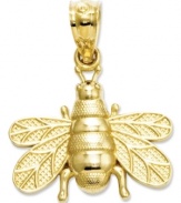 A perfect symbol for the strong, hard-worker, this bee charm offers a note of encouragement and gleaming beauty in 14k polished and satin gold. Chain not included. Approximate drop length: 3/4 inch. Approximate drop width: 3/5 inch.