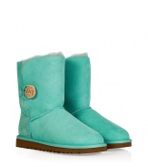 A stylish twist on a venerable classic, the UGG Australia Bailey Button boot is a welcome colorful addition to your cold weather casual wardrobe - Crafted from twin-faced sheepskin and featuring exposed seams, reinforced heel, traction outsole, signature UGG label, wooden button and elastic band closure, fleece-lined for superior warmth and comfort - Hits above the ankle - Truly versatile, perfect for pairing with everything from skinny jeans to yoga pants to mini-skirts