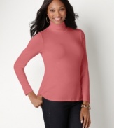 Update your basics wardrobe with this Charter Club top - a must-have for the season. A ruched turtleneck and sleek shape makes it great for layering!