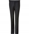 With a modern edge, these luxe tuxedo-style pants inject instant elegance into your evening look - Slim-cut pants, button-detailed waistband, satin tuxedo stripe down leg, back welt pockets with button, back and front crease details - Pair with a sleek button down, matching blazer, and dress shoes