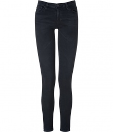 Super slim and super flattering, Adriano Goldschmieds softly faded black stretch jean leggings are essential for edgy everyday looks - Classic five-pocket style, button closure, belt loops - Extra form-fitting - Team with oversized tops and statement studded accessories