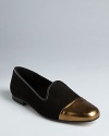 These Bettye Muller smoking flats are taken to the next level with on-trend metallic cap toes.