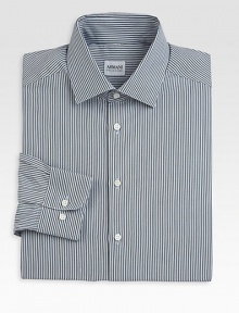 A double dose of sophisticated stripes, handsomely woven in crisp cotton.Button-frontSpread collarCottonDry cleanImported