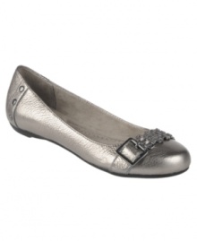 You'll love the comfort and style of Dr. Scholl's Sure flats--in fact, we're sure of it! Made in leather or suede with a round-toe silhouette, they feature buckle hardware detailing with a textured strap, as well as subtle studded embellishment in the back.