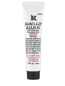 SPF 4 sunscreen. Relieves Cracked or Chapped Lips. Not Tested on Animals. Temporarily protects and helps relieve chapped or cracked lips. Helps protect lips from the drying effects of wind and cold weather. Apply liberally to lips and allow an excess of the balm to be absorbed. 