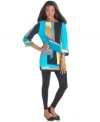 An abstract print gives Style&co.'s petite tunic an artistic aesthetic. Perfect with leggings and fun flats!