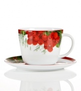 Charter Club's Red Berry cup and saucer make every day of the season feel like a celebration in easy-care porcelain bursting with the vibrant botanicals of Christmas.