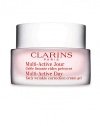 Early Correction. Continuous Protection. Visible Perfection. Multi-Active Day is the newest innovation from Clarins high performance skin care with new formulas and textures that prevent and visibly correct early signs of aging.Powerful and targeted early wrinkle control Reinforced and continuous antioxidant defense delivered directly to the skin Radiance boosting action Dermal-epidermal junction repair Dermatologist tested. Non-comedogenic 