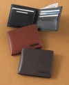 Crafted in smooth, handsome leather, this passcase wallet from Geoffrey Beene is a must-have for guys of all ages.