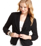 Go for all-out glam with Urban Hearts' lacy blazer. The fitted shape makes it a perfect match for cute camis and tanks!