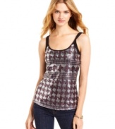 Sparkle and shine in Eyeshadow's sequin-embellished tank top -- a fun and glitzy addition to your holiday wardrobe!