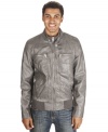 Sleek and stylish, this Marc Ecko Cut & Sew moto jacket is a must have this season.