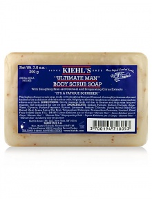 This highly efficient scrub soap, made with sloughing Bran and Oatmeal, thoroughly cleanses skin and facilitates the exfoliation of dead surface cells, helping to alleviate roughness on tougher areas such as elbows and heels. 7 oz. 