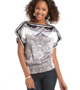 Channel your inner bohoista with a global printed top from Sequin Hearts. Pair it with straight fit jeans for a look that never goes out of style.