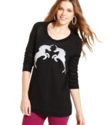 Unicorns? Yes, please! We're wild about this sweater from Cotton Emporium for its playful take on the graphic sweater trend.