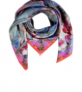 Inject feminine style into every look with this watercolor-like floral silk scarf from Matthew Williamson - Contrast print around edges, solid tonal border - Square shape - Wear over a tee and skinnies with a blazer and bright leather sandals