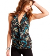 Uptown equestrian-inspired chic meets downtown edge: rev up your fall wardrobe with BCX's status-print top!