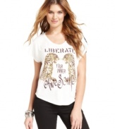 Liberate your inner awesome! House of Mental's printed tee features a rockin' lace back and words to live by.