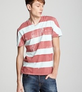 Throw it on with khakis or rock it under a sport coat -- this faded stripe tee is all about freedom.