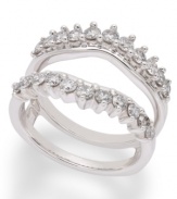 The perfect complement to your diamond engagement ring. This stunning ring guard will encircle your diamond with an intricate setting crafted from round-cut diamonds (1 ct. t.w.). Set in 14k white gold.