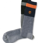 Boot socks with full cushion footbeds by Timberland will provide your feet with all day comfort and with a touch of merino wool for warmth.