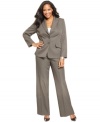 Try a different take on pinstripes with Evan Picone's tailored plus size pantsuit. Tonal ticking stripes create a refined, sophisticated look for the office and beyond.