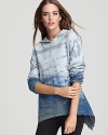 A painterly tie-dye print emboldens this Hard Tail sweatshirt, complete with a sporty hood and modern asymmetrical hem.