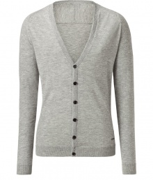 A perennial favorite in mens fashion: the cardigan - Jacket made ​.​.of fine, grey heather cashmere - Modern slim fit with a V-neck and full-length button placket - Perfect for a casual look with jeans or light pants - Can be worn very well under a blazer even - A garment for every season