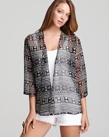 Global-inspired prints are a must for the new season and this breezy Element jacket captures the trend in bold style.