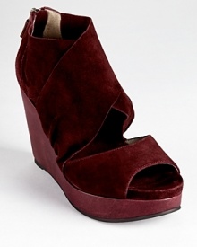 Soft, draped straps and sumptuous suede team up to create Eileen Fisher's graceful Draw wedges.