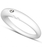 Stackable style with a hint of sparkle! DUEPUNTI's unique ring is crafted from sky white-colored silicone with a round-cut diamond accent. Set in sterling silver. Ring Size Small (4-6), Medium (6-1/2-8) and Large (8-1/2-10)