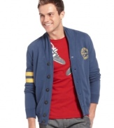 Collegiate cool. Get a dose of Ivy style in this comfy cardigan from Armani Jeans.