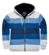 Add a bolt of blue to the concrete jungle with this striped hoodie from Univibe.