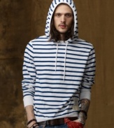 Washed-out stripes adorn this essential vintage-inspired hoodie, constructed from lightweight cotton jersey for versatile layering options.