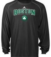 You're Boston Celtics' #1 fan! Show your team's spirit in this long sleeve tee by adidas made from CLIMALITE to help keep you cool and dry.