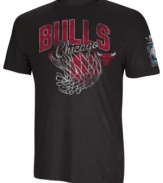 Take it to the hoop! Be a part of pumping up your favorite NBA team by showing support with this Chicago Bulls graphic t-shirt from adidas.