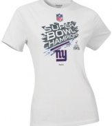 You care more about Eli's touchdowns than Bravo reality television.  Show off your big blue pride with this New York Giants commemorative Super Bowl champion t-shirt from Reebok.