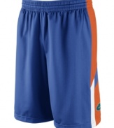 Get your game on while supporting your favorite NCAA team with these Florida Gators basketball shorts featuring Dri-Fit technology from Nike.